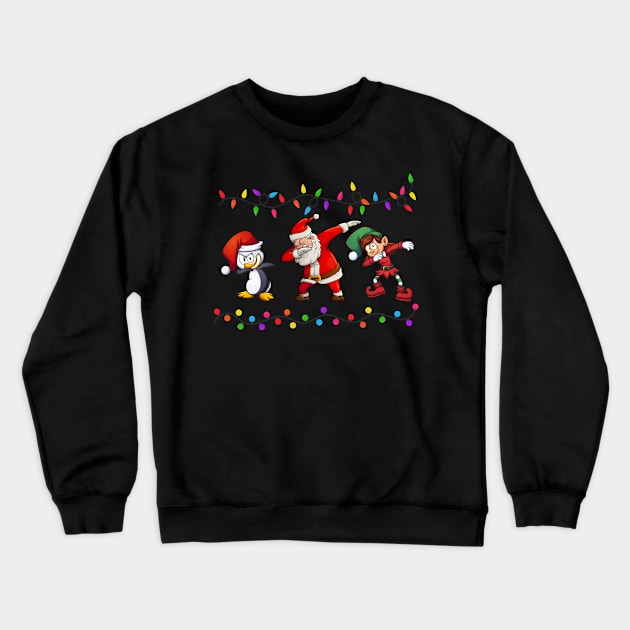 Dabbing Santa Elf penguin Christmas Crewneck Sweatshirt by medrik